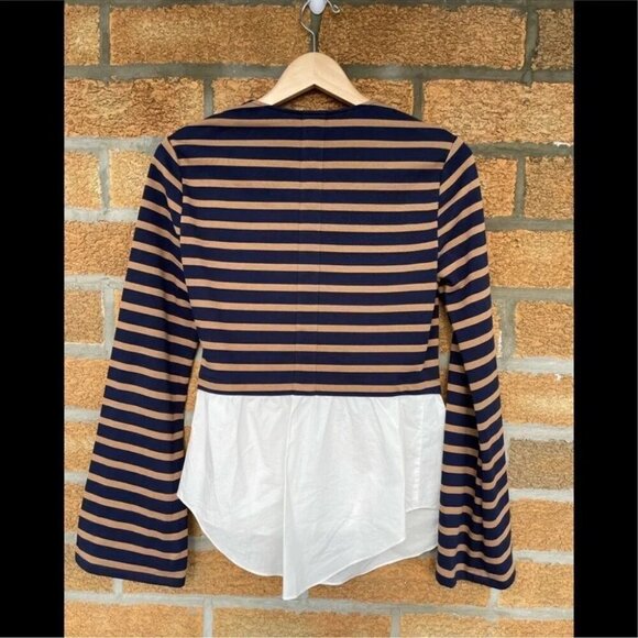 DEREK LAM 10 CROSBY Stripe Wrap Top with Poplin Shirting Combo size 4 - Picture 9 of 12